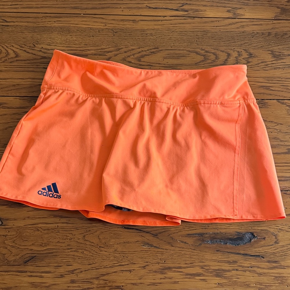 adidas Neon Orange Tennis Skirt with Built-In Shorts